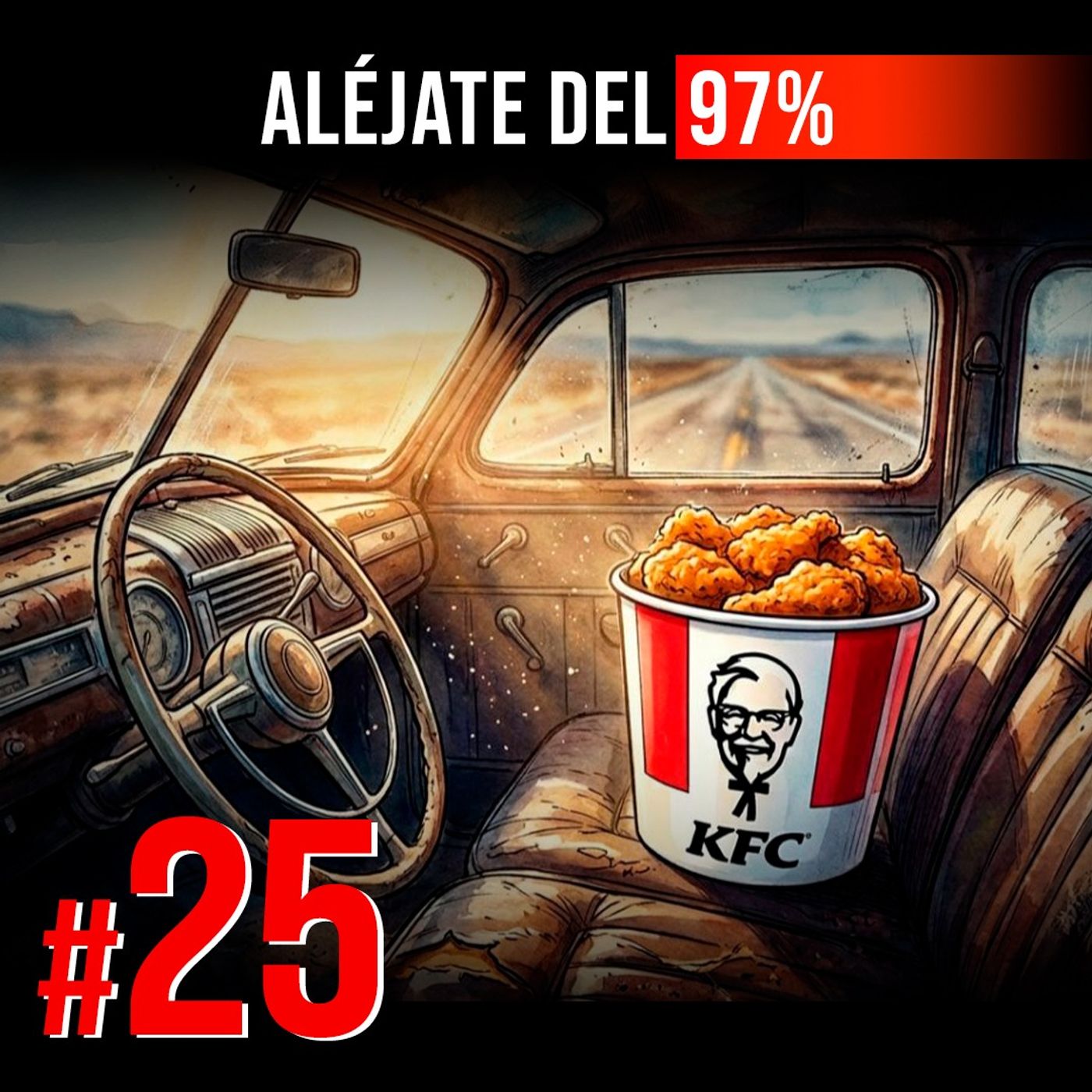 #25 | Harland Sanders durmió en su auto 2 años para vender pollo | La historia de KFC | Aléjate del 97% cover art