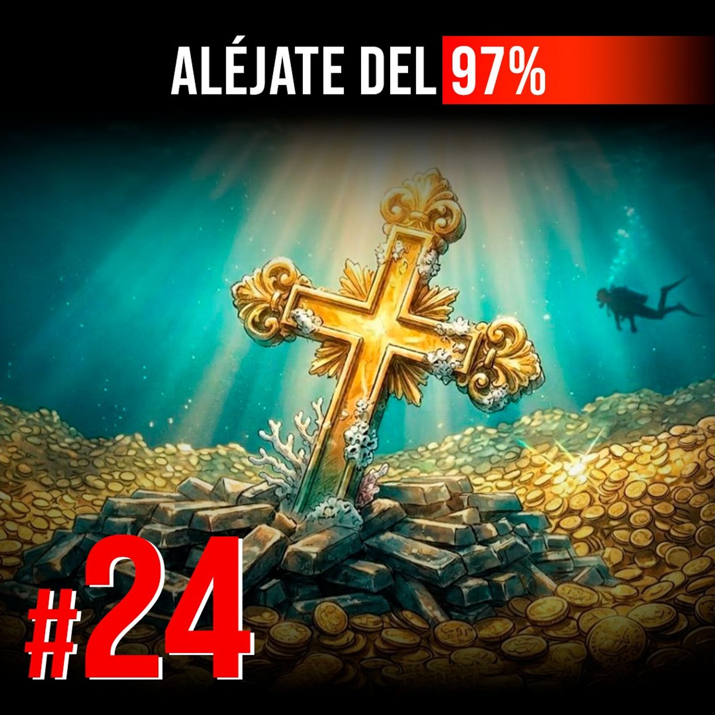 #24 | Su hijo murió ahogado buscando el tesoro más grande de la historia | Mel Fisher | Aléjate del 97% cover art