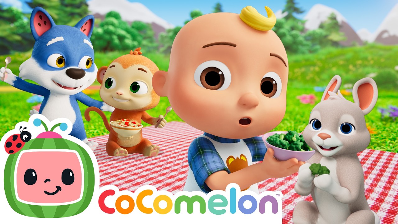 JJ's Animal Picnic! Yes Yes Fruit and Vegetables | CoComelon | Sing Along | Learn about Animals cover art