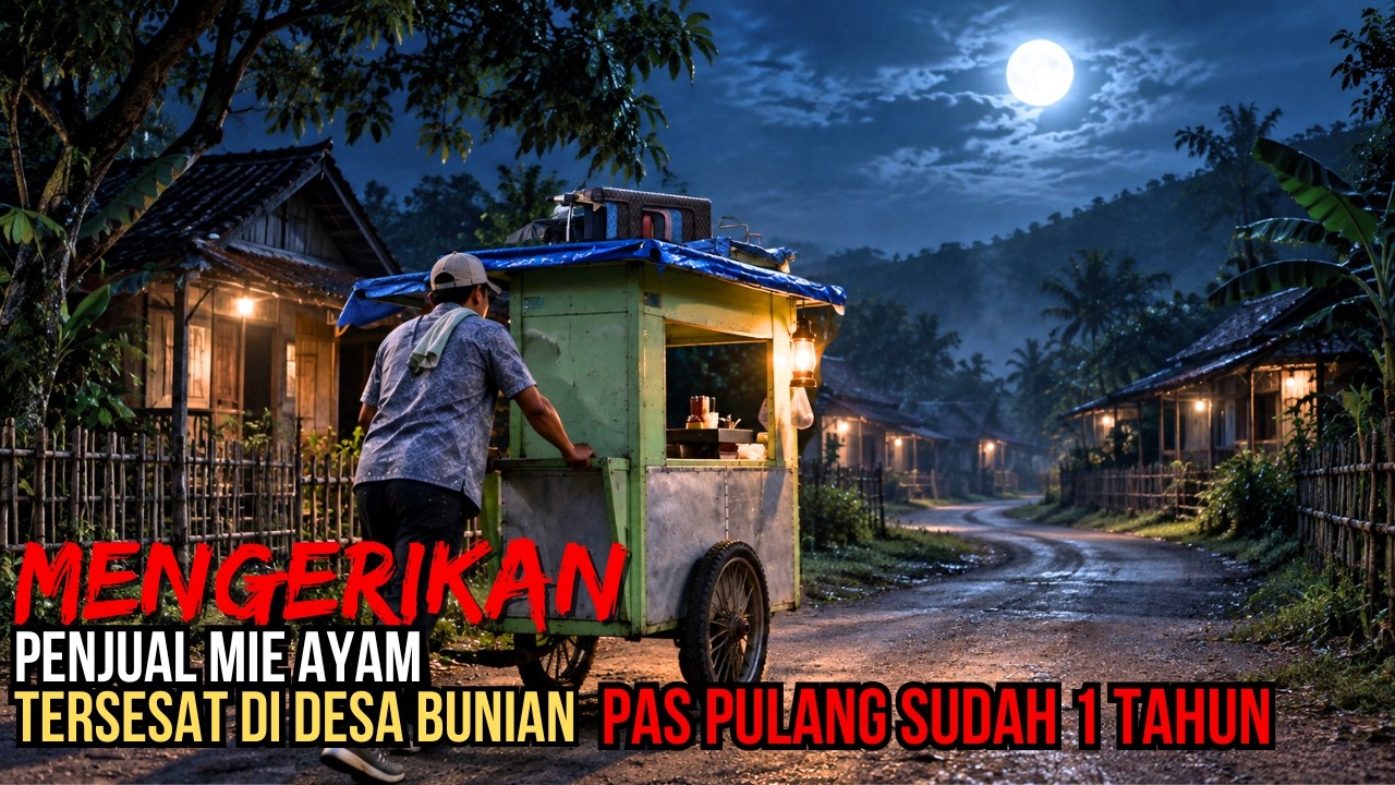 MENGERIKAN!! PENJUAL MIE AYAM TERSESAT DI DESA BUNIAN PAS PULANG SUDAH 1 TAHUN - CERITA HOROR MISTIS cover art
