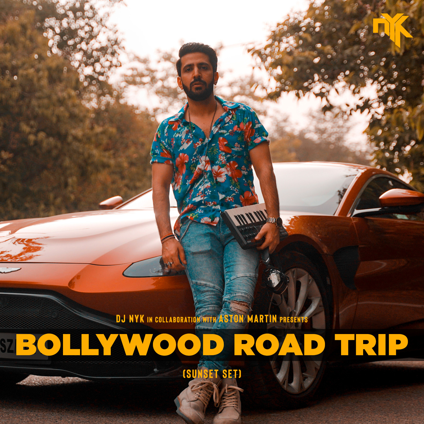 DJ NYK - Bollywood Road Trip (Sunset Set) on Aston Martin Vantage Sports Car cover art